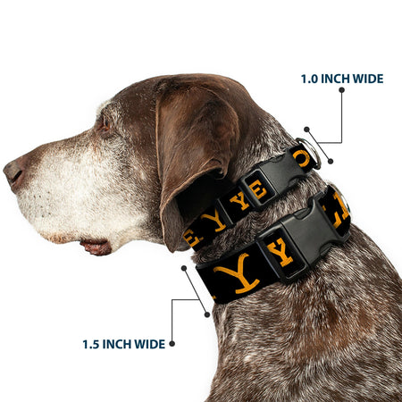 Yellowstone Dog Collar Text Y Logo Weathered Design Plastic Clip Black/Orange - Paramount Shop