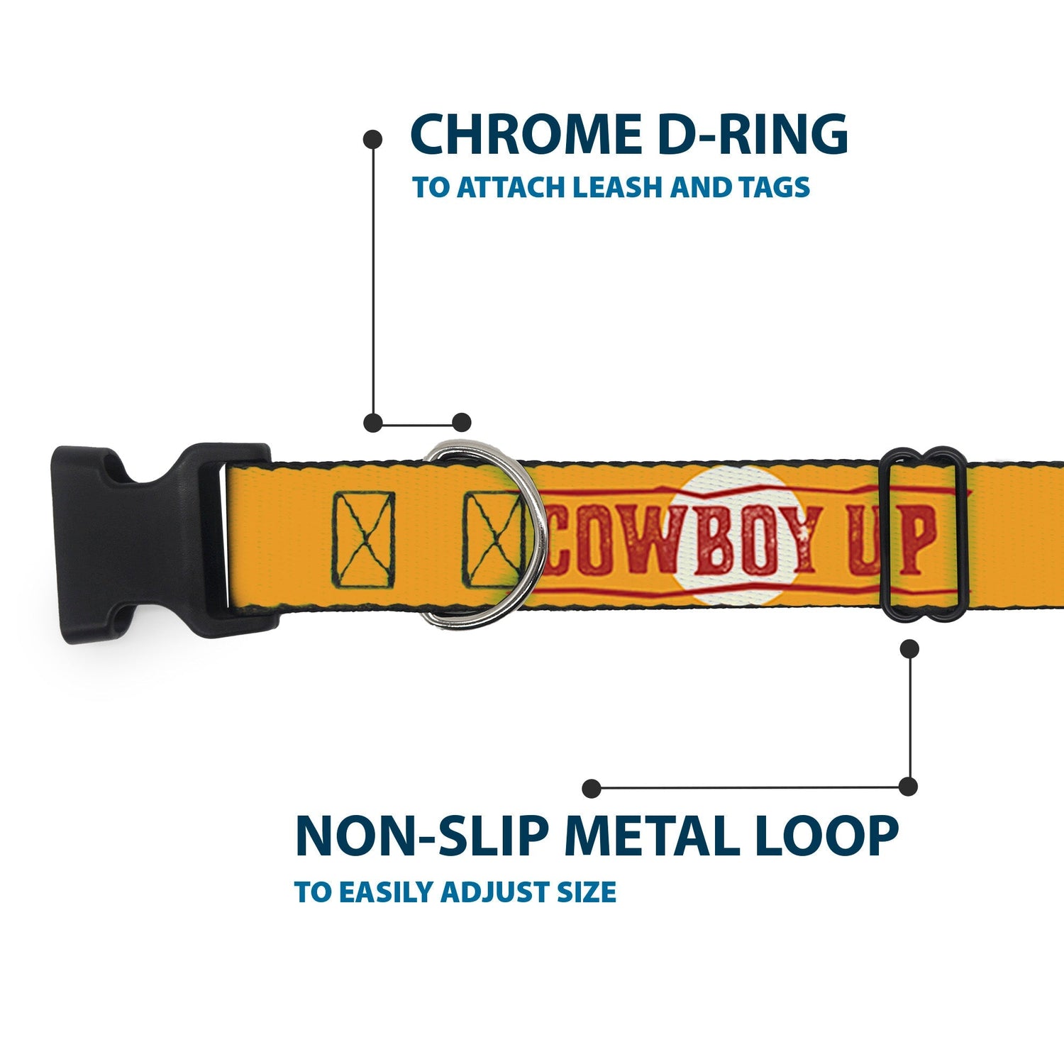 Side view of the adjustable Yellowstone cowboy up dog collar