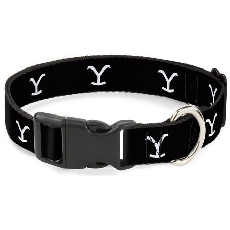 Yellowstone Dog Collar Y Logo Durable Black and White Plastic Clip - Paramount Shop