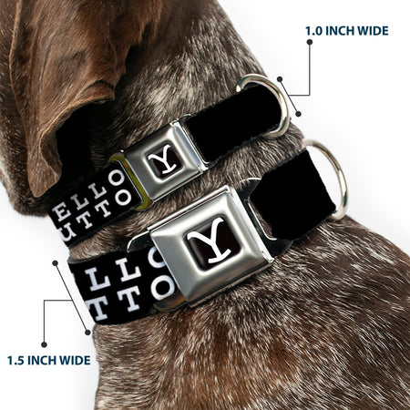 Yellowstone Dog Collar Y Logo Dutton Ranch Seatbelt Buckle Full Color Black/White - Paramount Shop