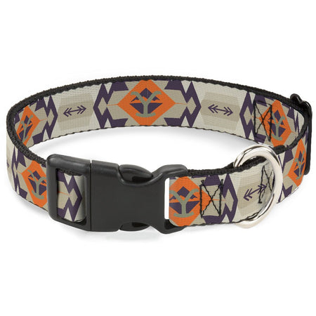 Yellowstone Dog Collar Y Logo Native American Tribal Design Plastic Clip Tan Blue Orange - Paramount Shop