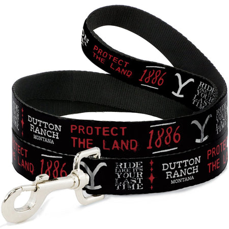 Yellowstone Dog Leash Dutton Ranch 1886 Icons Black/White/Red - Paramount Shop