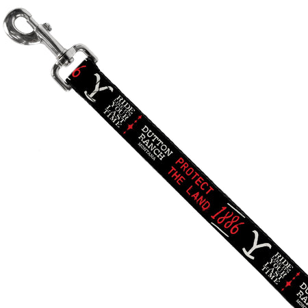 Yellowstone Dog Leash Dutton Ranch 1886 Icons Black/White/Red - Paramount Shop