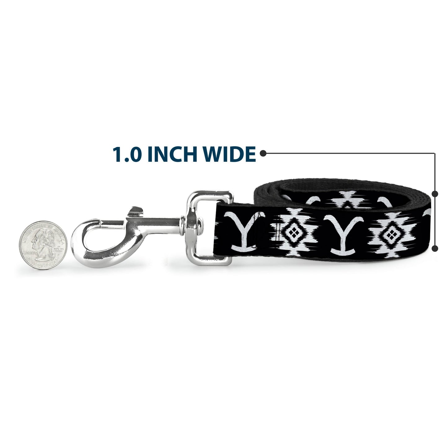 Full view of Yellowstone dog leash showing vibrant earthy tones