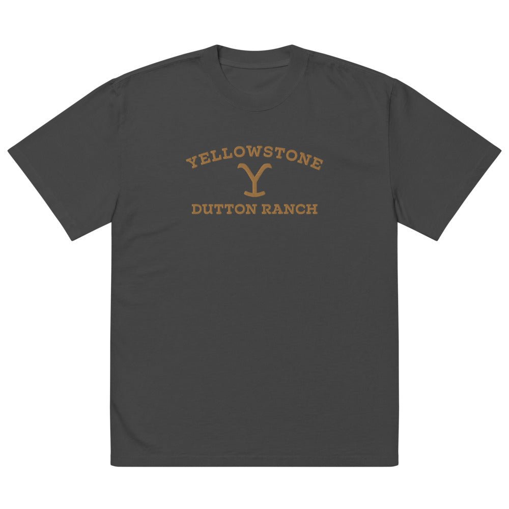 Yellowstone Dutton Ranch Embroidered Oversized Faded T - shirt - Paramount Shop