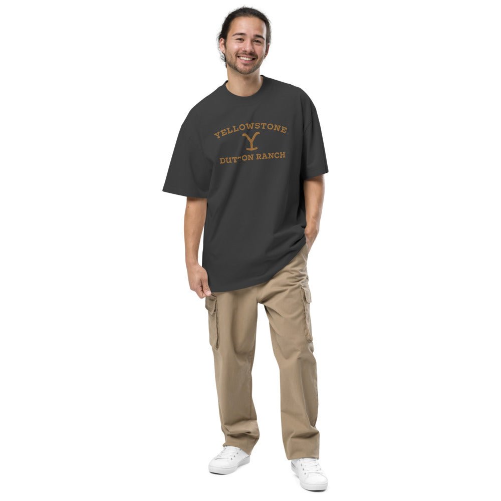 Yellowstone Dutton Ranch Embroidered Oversized Faded T - shirt - Paramount Shop