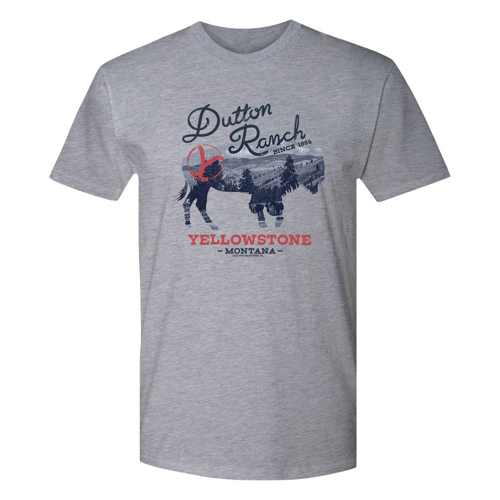 Yellowstone Dutton Ranch Montana Bison Erwachsene Kurzärmeliges T-Shirt ...