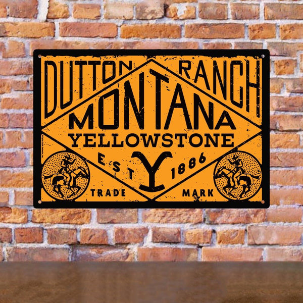 Yellowstone - Targa in metallo vintage, decorazione artistica da parete