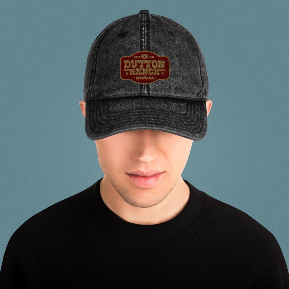 Yellowstone Dutton Ranch Patch Vintage Black Denim Cap – Paramount Shop