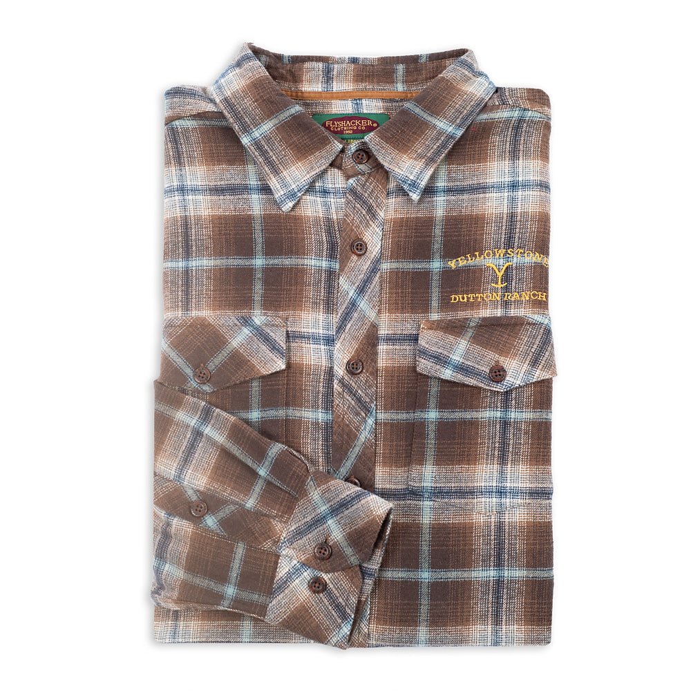 Yellowstone Embroidered The Original Flyshacker Plaid Flannel Shirt - Paramount Shop