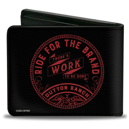 Yellowstone Logo Bi - Fold Wallet RIDE FOR THE BRAND DUTTON RANCH Black/Red - Paramount Shop