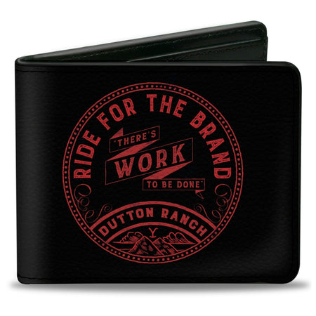Yellowstone Logo Bi - Fold Wallet RIDE FOR THE BRAND DUTTON RANCH Black/Red - Paramount Shop
