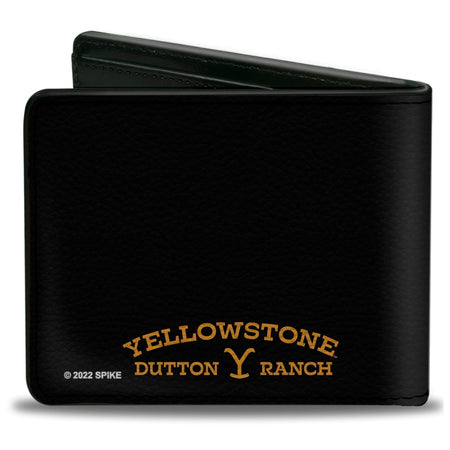 Yellowstone Logo Bi - Fold Wallet Y Logo Title Icon Vegan Leather Black Yellow - Paramount Shop