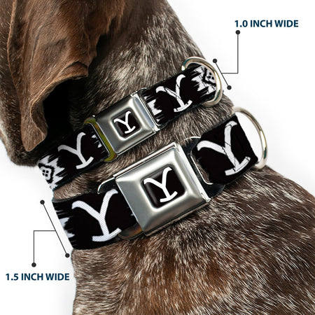 Yellowstone Logo Dog Collar Black/White Y Seatbelt Buckle - Paramount Shop