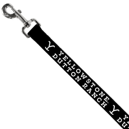 Yellowstone Logo Dog Leash Dutton Ranch Black & White - Paramount Shop