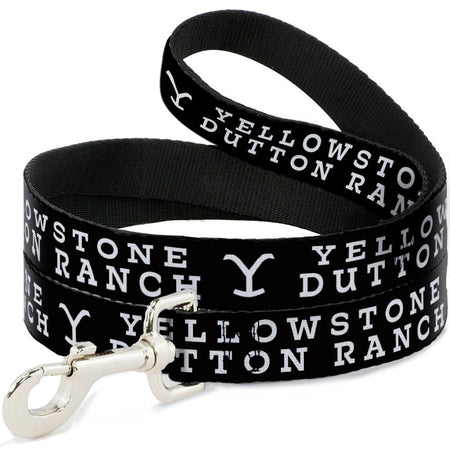 Yellowstone Logo Dog Leash Dutton Ranch Black & White - Paramount Shop