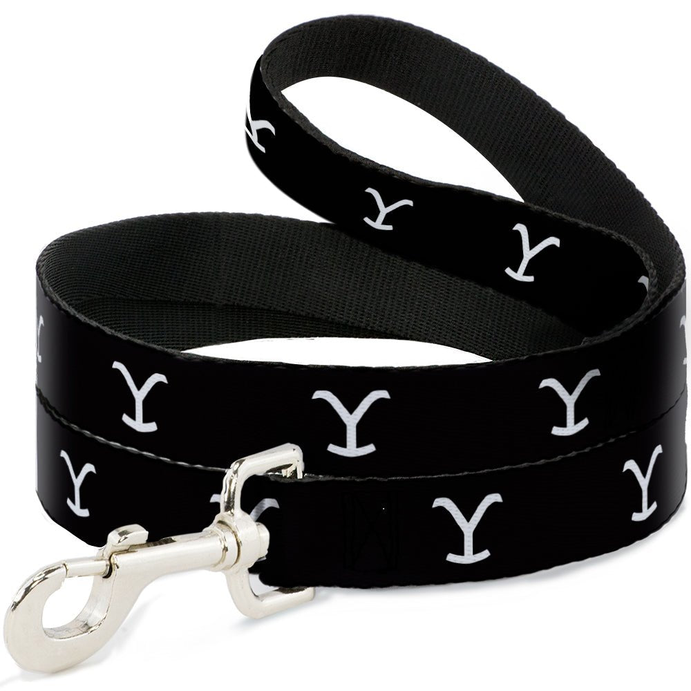 Yellowstone Y Logo Black and White Dog Leash