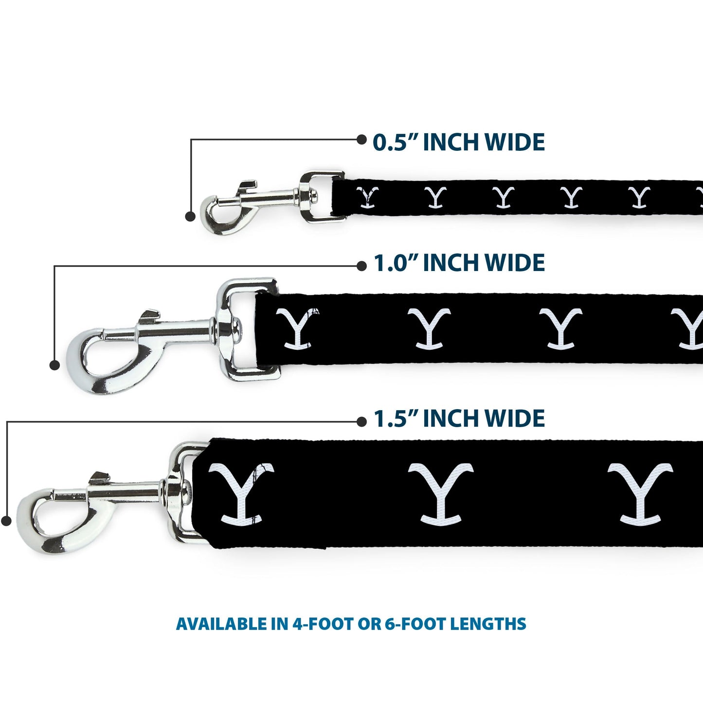 Repeated Y logo design on the black Yellowstone dog leash
