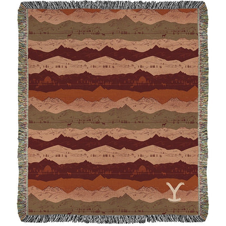 Yellowstone Mountains Pattern Woven Blanket - Paramount Shop