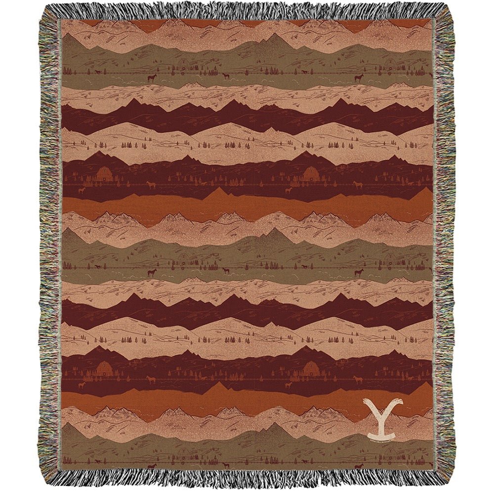 Yellowstone Mountains Pattern Woven Blanket - Paramount Shop