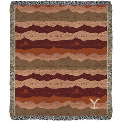 Yellowstone Manta tejida con estampado de montañas - 52 "x 37"