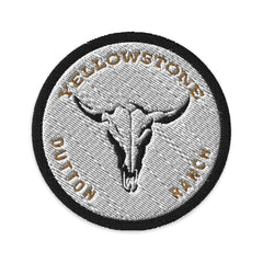 Yellowstone Aufnäher mit gesticktem Totenkopf - Weiß / Kreis - 3 in