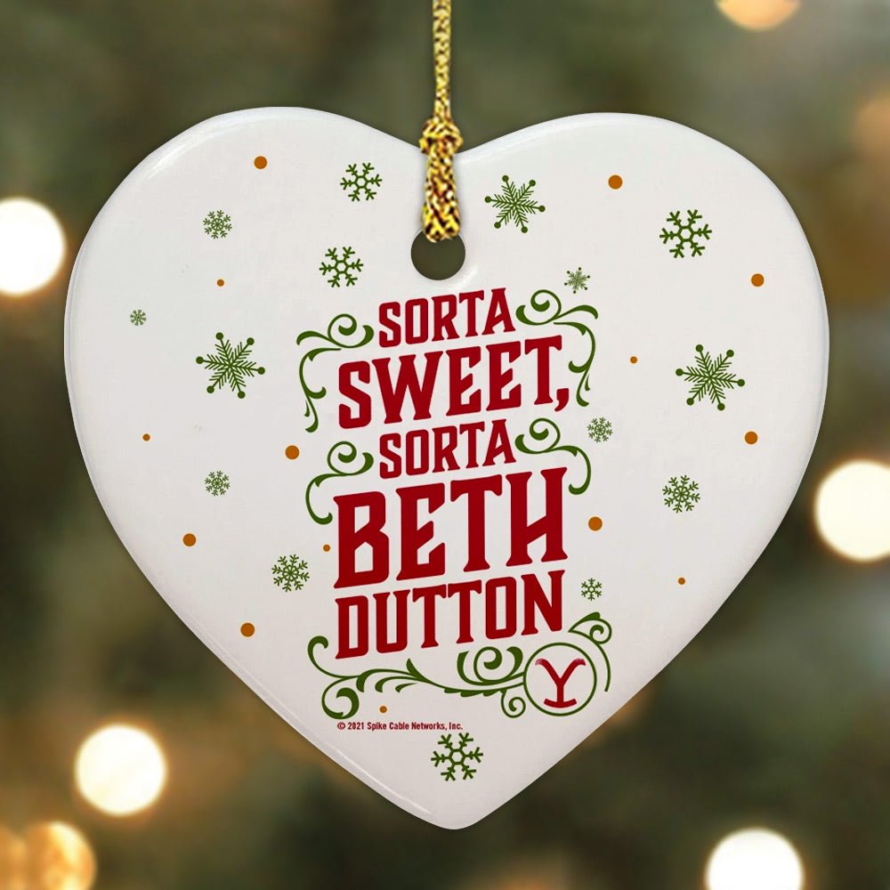 Yellowstone Sorta Sweet Sorta Beth Dutton Holiday Ceramic Heart Ornament - Paramount Shop