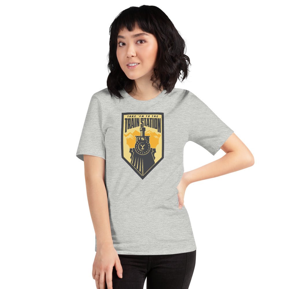 Yellowstone Take 'Em To The Train Station Badge Adult T-Shirt - Paramount Shop