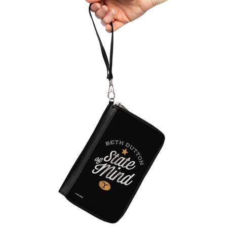 Yellowstone Zip Wallet Beth Dutton State of Mind Black Vegan Leather - Paramount Shop