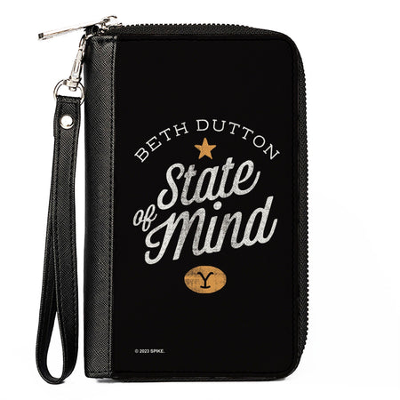 Yellowstone Zip Wallet Beth Dutton State of Mind Black Vegan Leather - Paramount Shop