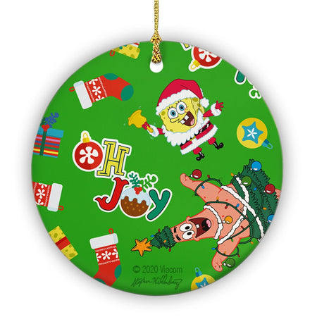 SpongeBob SquarePants Oh Joy Pattern Round Ceramic Ornament - Paramount Shop