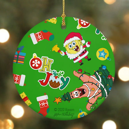 SpongeBob SquarePants Oh Joy Pattern Round Ceramic Ornament - Paramount Shop