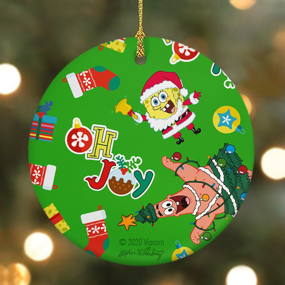 SpongeBob SquarePants Oh Joy Pattern Round Ceramic Ornament - Paramount Shop